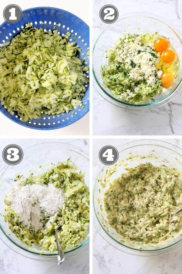 step by step instructions on how to make zucchini fritters