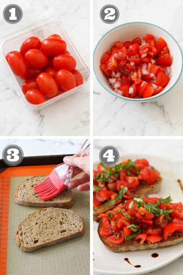 step by step photo instructions on how to make bruschetta.