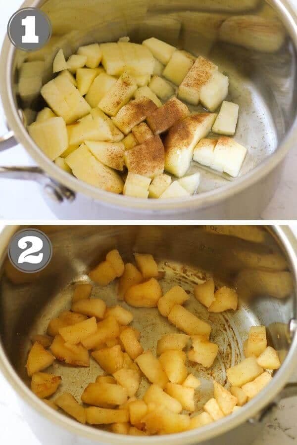 step by step photo instructions on how to make stewed cinnamon apples.