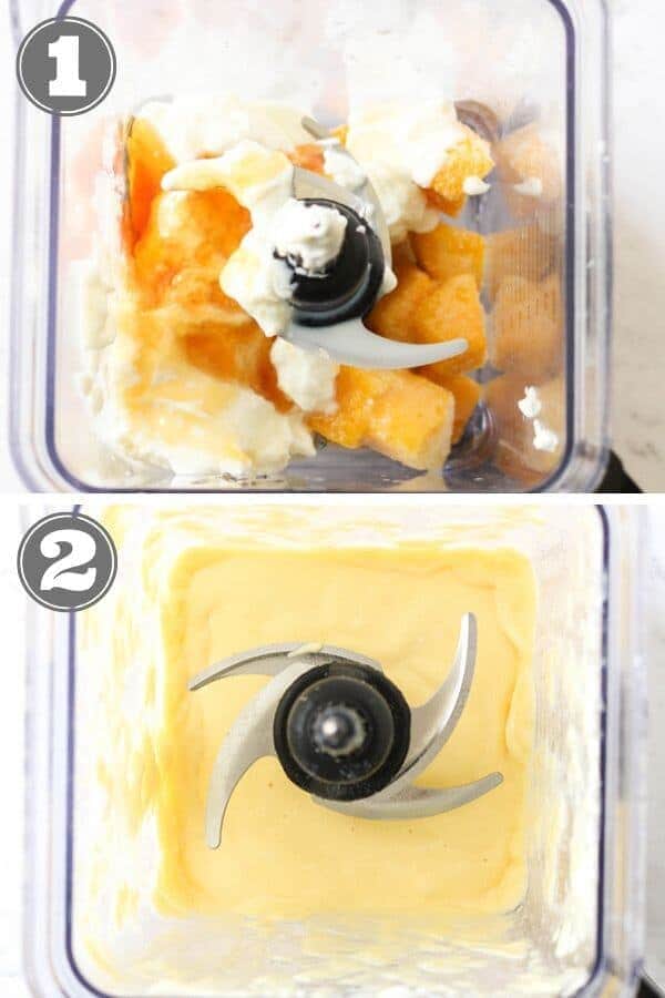 step by step photo instructions on how to make mango popsicles.