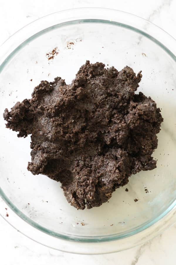 oreo ball ingredients mixed together in a bowl.