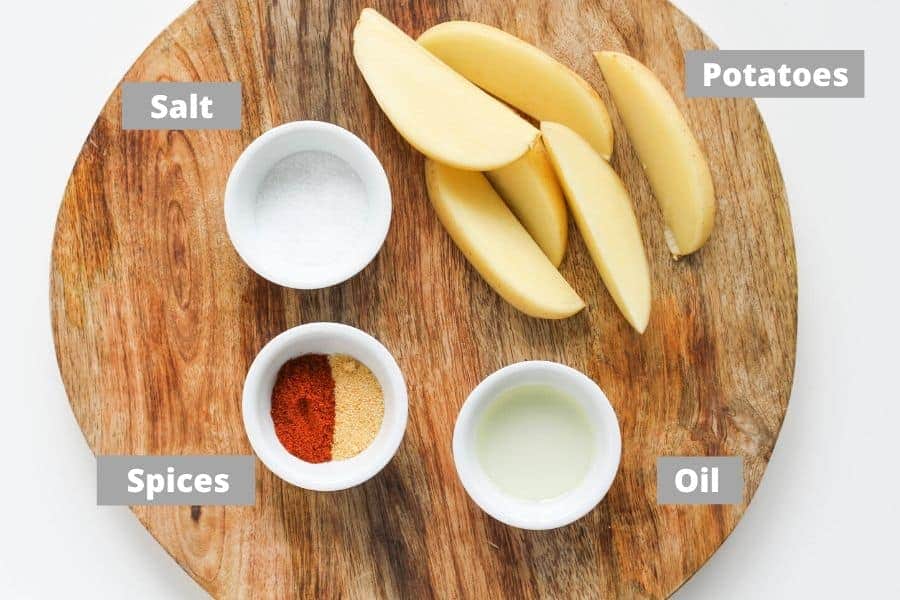 ingredients on a wooden board.