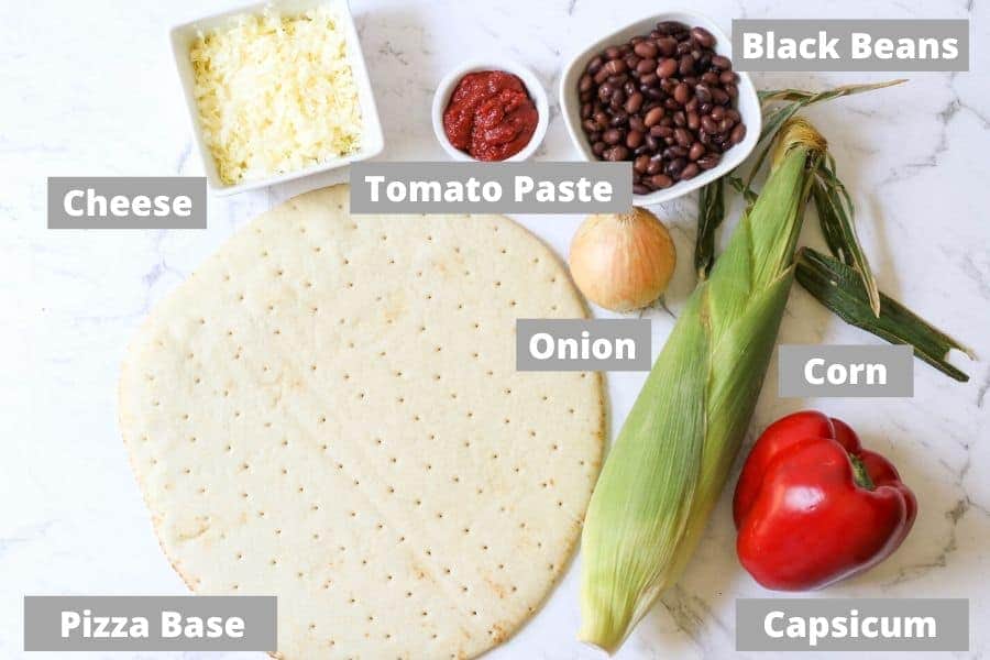 ingredients for mexican pizza.