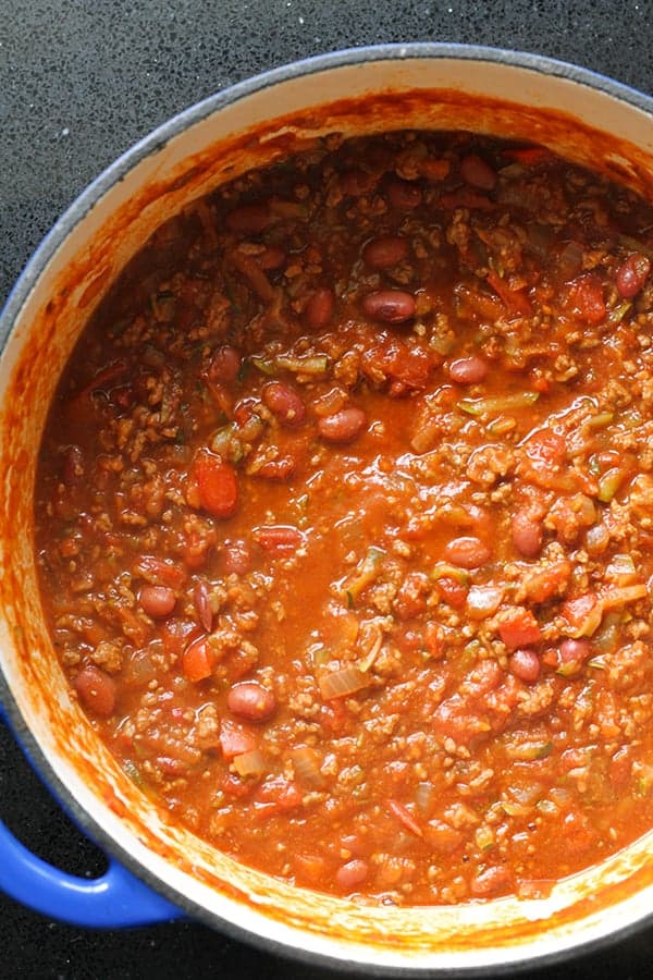 a large pot of chilli con carne.