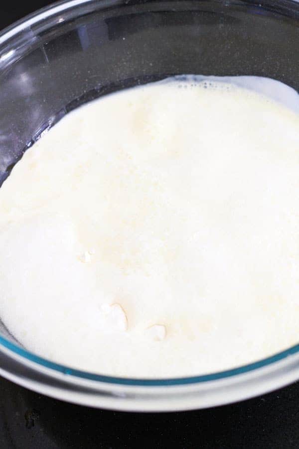 scone ingredients in a glass bowl.