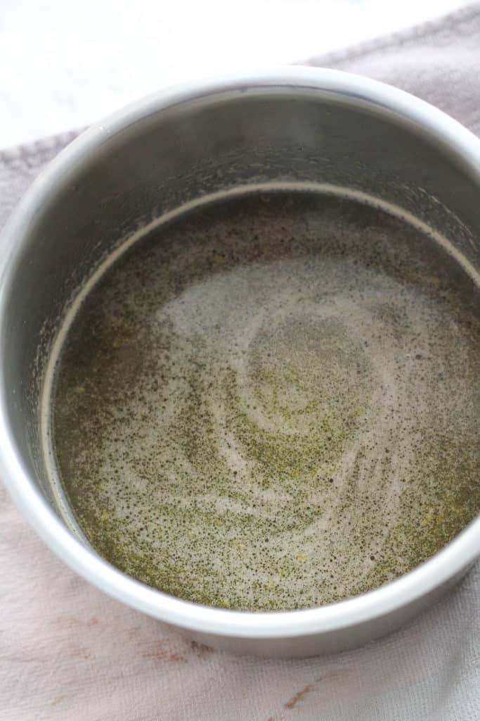 caramel sauce in a saucepan.