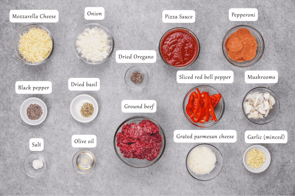 Ingredients for Crustless Pizza