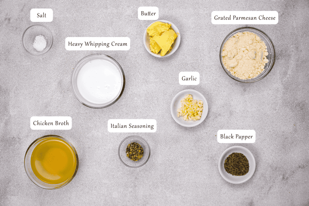 ingredients of garlic parmesan sauce recipe